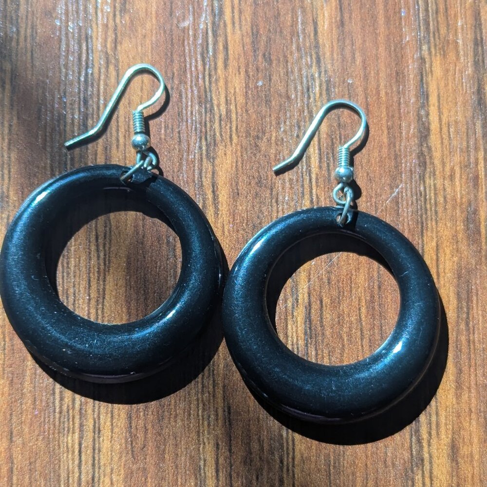 Simple Black Drop Earrings